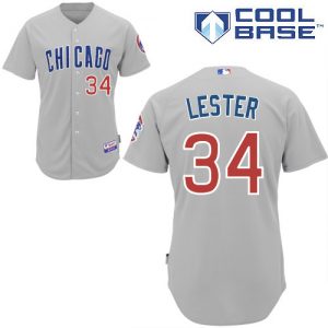 Chicago Cubs #34 Jon Lester Cool Base Grey Authentic Jerseys