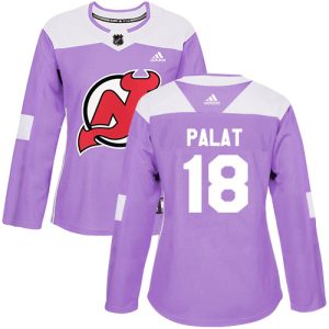 Adidas Devils #18 Ondrej Palat Purple Authentic Fights Cancer Women's Stitched NHL Jersey