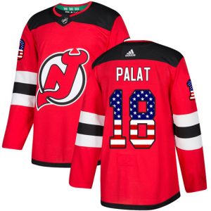 cheap Adidas Devils #18 Ondrej Palat Red Home Authentic USA Flag Stitched NHL Jersey