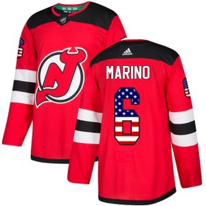 adidas devils #6 john marino red home authentic usa flag stitched nhl cheap jersey