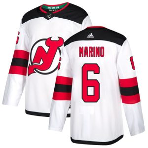 Adidas Devils #6 John Marino White Road Authentic Stitched Youth NHL Jersey