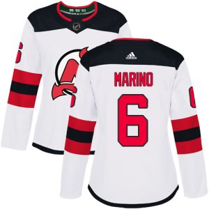 cheap Adidas Devils #6 John Marino White Road Authentic Women's Stitched NHL Jersey