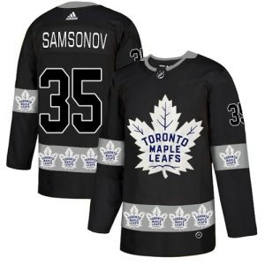 Adidas Maple Leafs #35 Ilya Samsonov Black Authentic Team Logo Fashion Stitched NHL Jersey