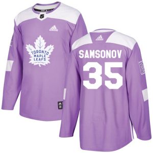 wholesale Adidas Maple Leafs #35 Ilya Samsonov Purple Authentic Fights Cancer Stitched NHL Jersey