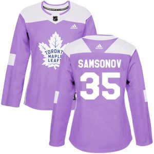 Adidas Maple Leafs #35 Ilya Samsonov Purple Authentic Fights Cancer Women's Stitched NHL Jersey