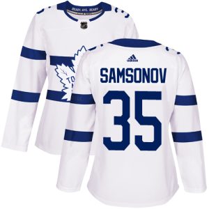 Adidas Maple Leafs #35 Ilya Samsonov White Authentic 2024 Stadium Series Women's Stitched NHL Jersey