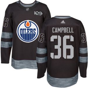 Adidas Oilers #36 Jack Campbell Black 1917- 2024 100th Anniversary Stitched NHL Jersey