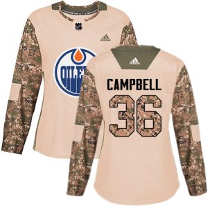 Adidas Oilers #36 Jack Campbell Camo Authentic 2024 Veterans Day Women's Stitched NHL Jersey