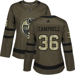 adidas oilers #36 jack campbell green salute to service women's stitched nhl wholesale jersey