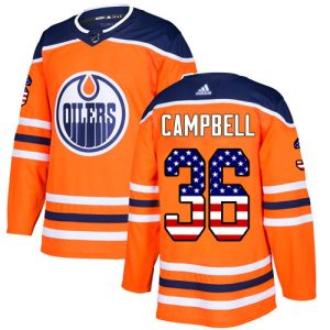 Adidas Oilers #36 Jack Campbell Orange Home Authentic USA Flag Stitched NHL Jersey