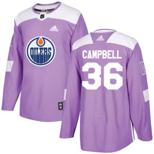 Adidas Oilers #36 Jack Campbell Purple Authentic Fights Cancer Stitched NHL Jersey