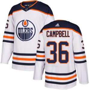 Adidas Oilers #36 Jack Campbell White Road Authentic Stitched NHL Jersey