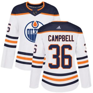 cheap Adidas Oilers #36 Jack Campbell White Road Authentic Women's Stitched NHL Jersey