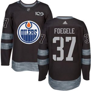 Adidas Oilers #37 Warren Foegele Black 1917- 2024 100th Anniversary Stitched NHL Jersey