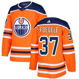 Adidas Oilers #37 Warren Foegele Orange Home Authentic Stitched Youth NHL Jersey