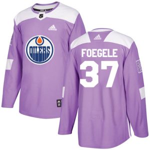 cheap Adidas Oilers #37 Warren Foegele Purple Authentic Fights Cancer Stitched NHL Jersey