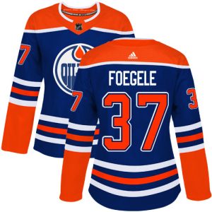 cheap Adidas Oilers #37 Warren Foegele Royal Alternate Authentic Women's Stitched NHL Jersey