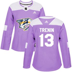 Adidas Predators #13 Yakov Trenin Purple Authentic Fights Cancer Women's Stitched NHL Jersey