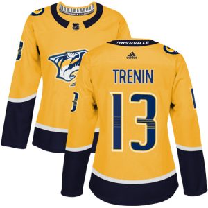 cheap Adidas Predators #13 Yakov Trenin Yellow Home Authentic Women's Stitched NHL Jersey