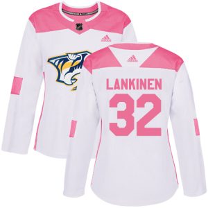 Adidas Predators #32 Kevin Lankinen White/Pink Authentic Fashion Women's Stitched NHL Jersey