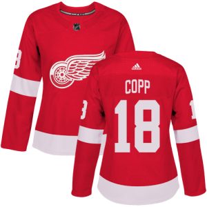 wholesale Adidas Red Wings #18 Andrew Copp Red Home Authentic Women's Stitched NHL Jersey