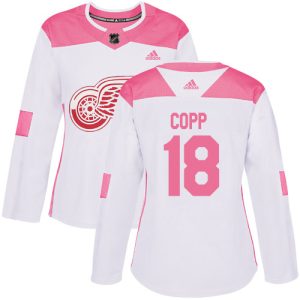 cheap Adidas Red Wings #18 Andrew Copp White/Pink Authentic Fashion Women's Stitched NHL Jersey