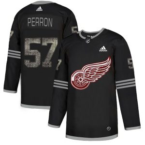 cheap Adidas Red Wings #57 David Perron Black Authentic Classic Stitched NHL Jersey