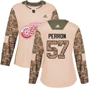 Adidas Red Wings #57 David Perron Camo Authentic 2024 Veterans Day Women's Stitched NHL Jersey