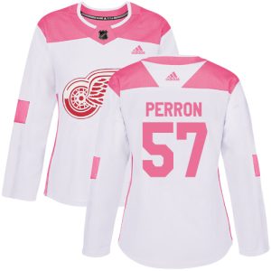 cheap Adidas Red Wings #57 David Perron White/Pink Authentic Fashion Women's Stitched NHL Jersey