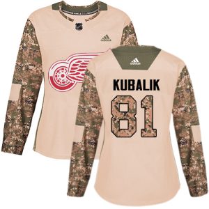 Adidas Red Wings #81 Dominik Kubalik Camo Authentic 2024 Veterans Day Women's Stitched NHL Jersey