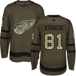 cheap Adidas Red Wings #81 Dominik Kubalik Green Salute to Service Stitched NHL Jersey