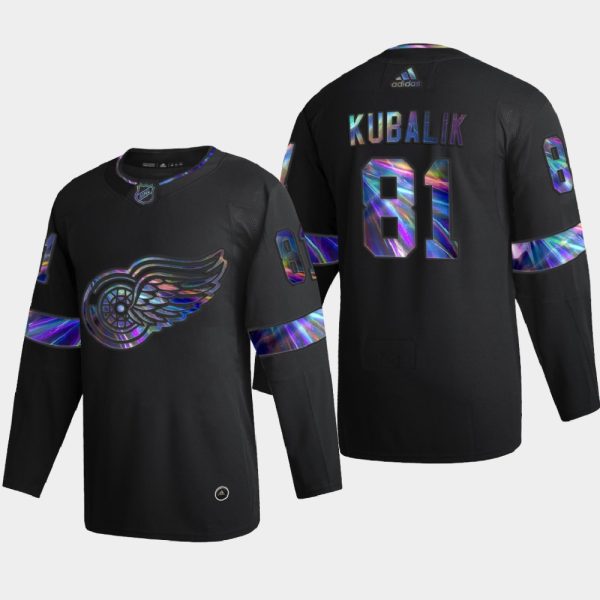 cheap Adidas Red Wings #81 Dominik Kubalik Men's Iridescent Holographic Collection NHL Jersey - Black