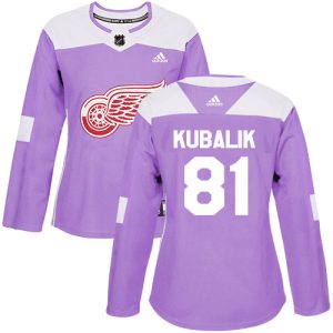 Adidas Red Wings #81 Dominik Kubalik Purple Authentic Fights Cancer Women's Stitched NHL Jersey