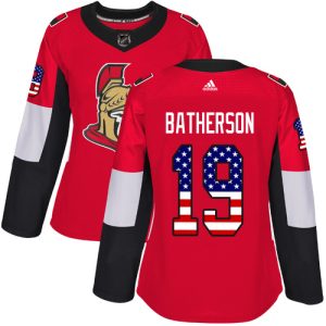 Adidas Senators #19 Drake Batherson Red Home Authentic USA Flag Women's Stitched NHL Jersey