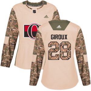 Adidas Senators #28 Claude Giroux Camo Authentic 2024 Veterans Day Women's Stitched NHL Jersey