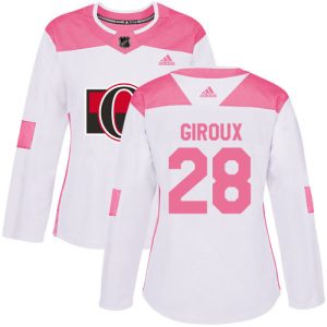 cheap Adidas Senators #28 Claude Giroux White/Pink Authentic Fashion Women's Stitched NHL Jersey