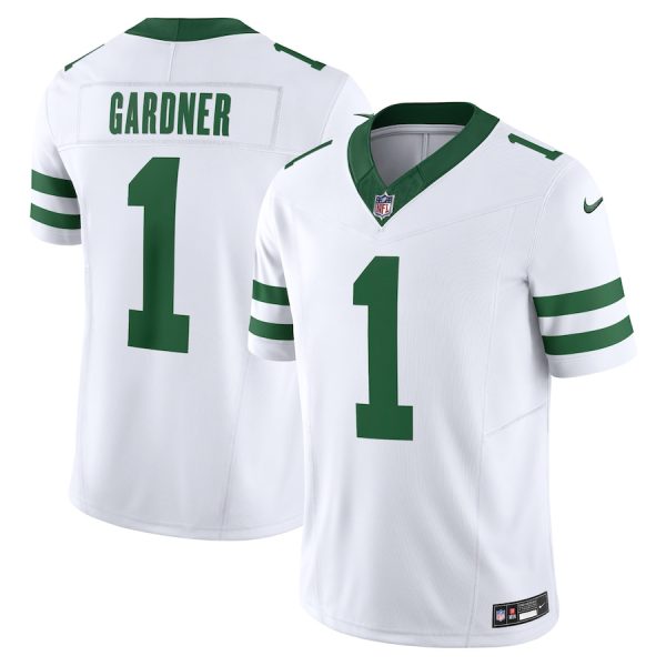 New York Jets #1 Ahmad Sauce Gardner Men's White Legacy Vapor F.U.S.E. Limited Jersey