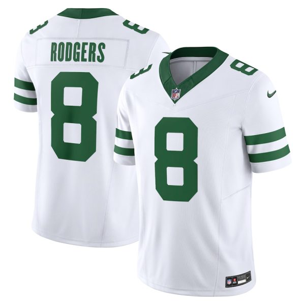 New York Jets #8 Aaron Rodgers Men's White Legacy Vapor F.U.S.E. Limited Jersey