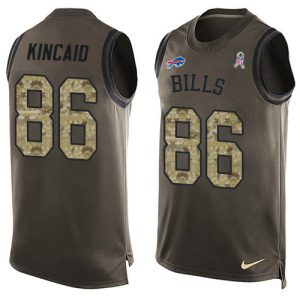 cheap Bills #86 Dalton Kincaid Green Men's Stitched NFL Limited Salute To Service Tank Top Jersey