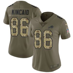 Bills #86 Dalton Kincaid Olive/Camo Women's Stitched NFL Limited 2024 Salute To Service Jersey