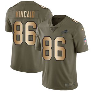 bills #86 dalton kincaid olive/gold men's stitched nfl limited 2024 salute to service cheap jersey