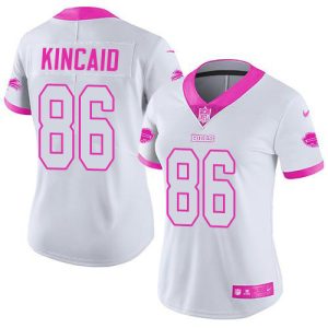 Bills #86 Dalton Kincaid White/Pink Women's Stitched NFL Limited Rush Fashion Jersey