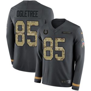 cheap Colts #85 Andrew Ogletree Anthracite Salute to Service Men's Stitched NFL Limited Therma Long Sleeve Jersey