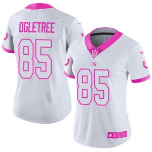 Colts #85 Andrew Ogletree White/Pink Women's Stitched NFL Limited Rush Fashion Jersey