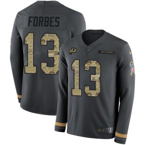 cheap Commanders #13 Emmanuel Forbes Anthracite Salute to Service Youth Stitched NFL Limited Therma Long Sleeve Jersey