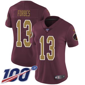 commanders #13 emmanuel forbes burgundy red alternate women's stitched nfl 100th season vapor limited cheap jersey