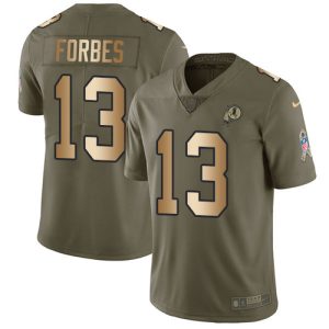 Commanders #13 Emmanuel Forbes Olive/Gold Youth Stitched NFL Limited 2024 Salute To Service Jersey