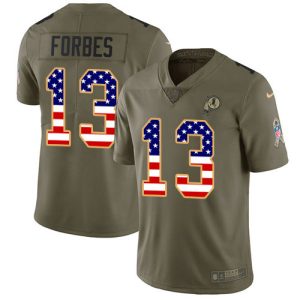 Commanders #13 Emmanuel Forbes Olive/USA Flag Youth Stitched NFL Limited 2024 Salute To Service Jersey