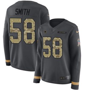 cheap Cowboys #58 Mazi Smith Anthracite Salute to Service Women's Stitched NFL Limited Therma Long Sleeve Jersey