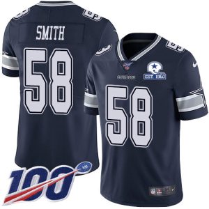 cheap Cowboys #58 Mazi Smith Navy Blue Team Color Men's Stitched With Established In 1960 Patch NFL 100th Season Vapor Untouchable Limited Jersey